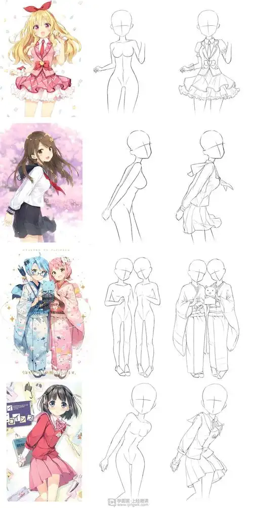 作业:在线学二次元日式插画漫画只动漫人物衣服绘制方法训练 - 扑克j