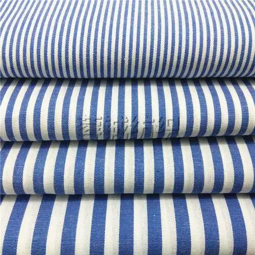 全棉条纹布 蓝白条比例条厂家直销 常年现货 条纹面料衬衫工装布