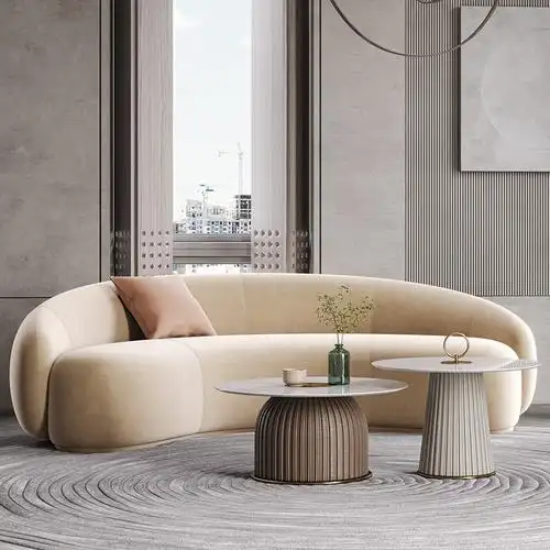 北欧布艺沙发现代简约小户户型客厅意式设计师创意弧形布艺沙发