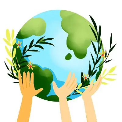 绿色地球手绘卡通保护地球素材环境保护素材