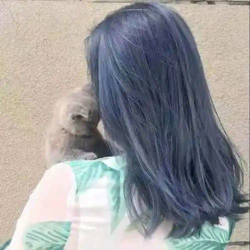 网红2022流行雾蓝黑色潮色染发剂非性深海蓝灰色鸢尾蓝染发膏蓝黑色强