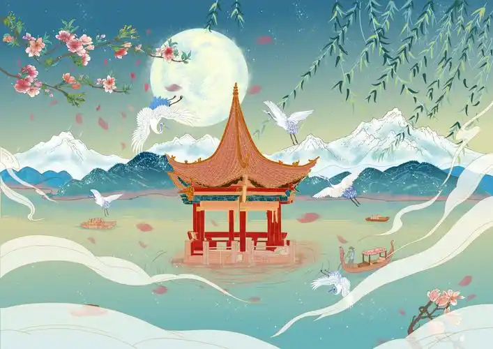 大理城市风光国潮插画壁纸 - 学设计的画画控 - 原创作品 - 视觉中国