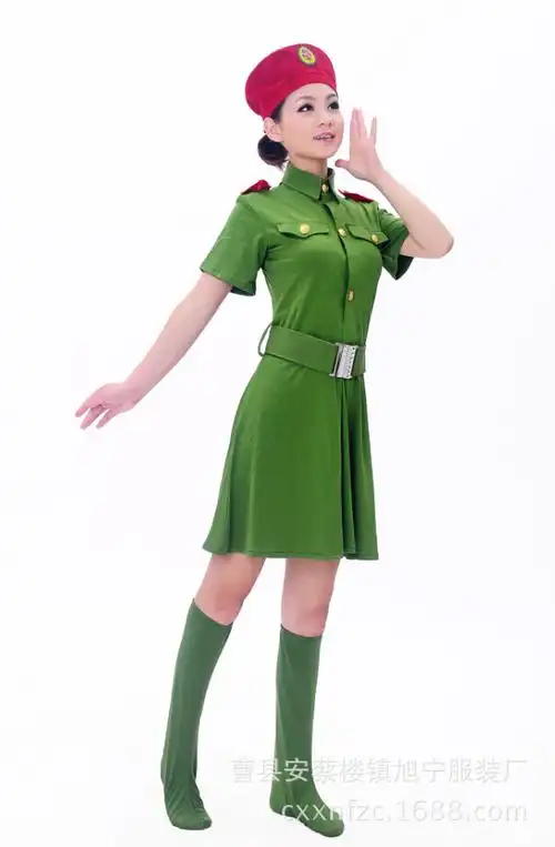 **舞蹈服演出服装军鼓服军装女款迷彩裙女兵服装广场舞军装迷.