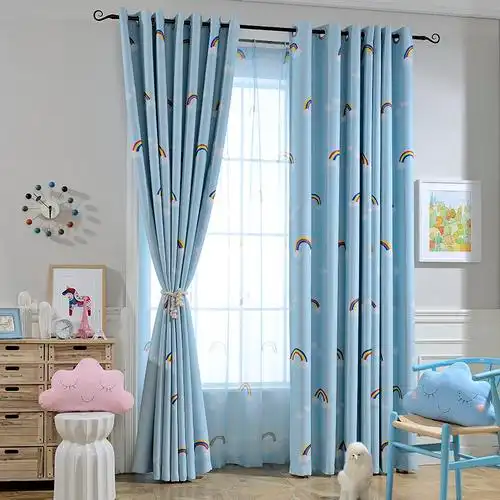 儿童窗帘男孩卧室小男男生房间地中海风格黄色定制窗帘