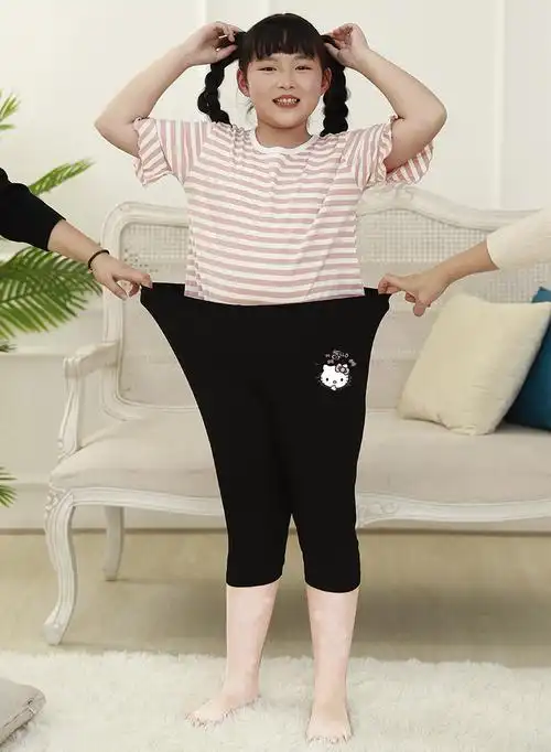 胖女童夏季打底裤胖宝宝七分裤子加肥加大胖女孩儿童休闲裤大粗腿