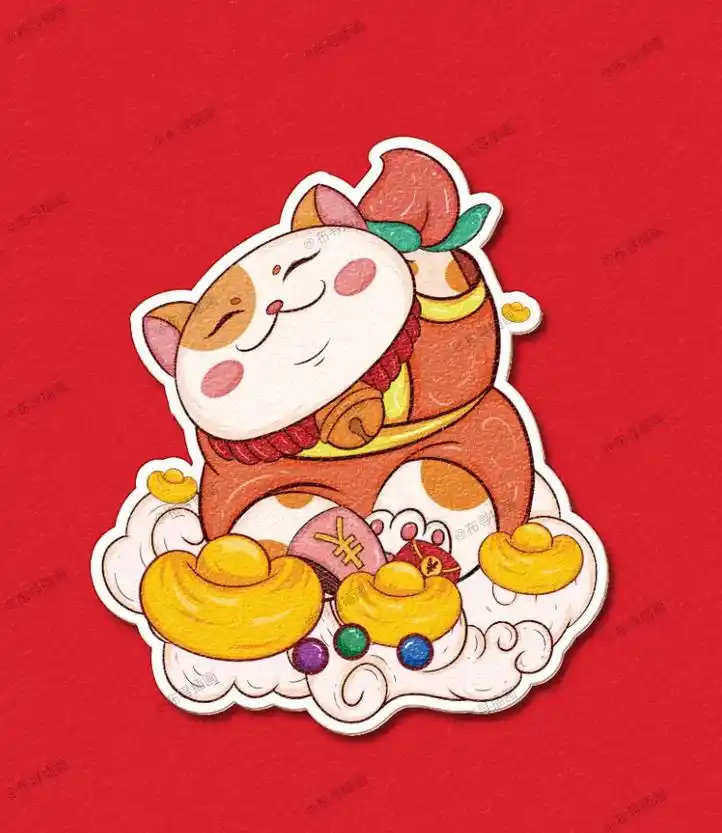 传统文化 #画画 #招财猫#国潮插画# - 抖音