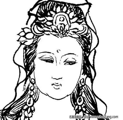 观音白描图片高清下载