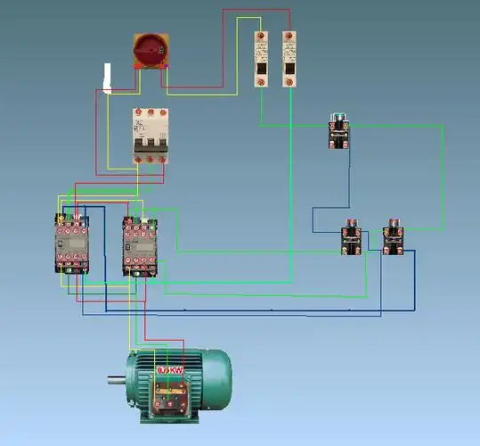 请问谁可以帮我连接按钮控制的正反转控制电路实物图吗?