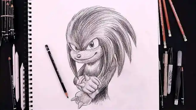 手绘动漫《音速小子》大刺猬索尼克,素描过程展示-教育视频-搜狐视频