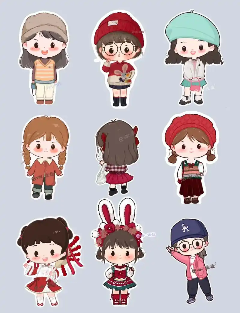 q版卡通人物  九宫格