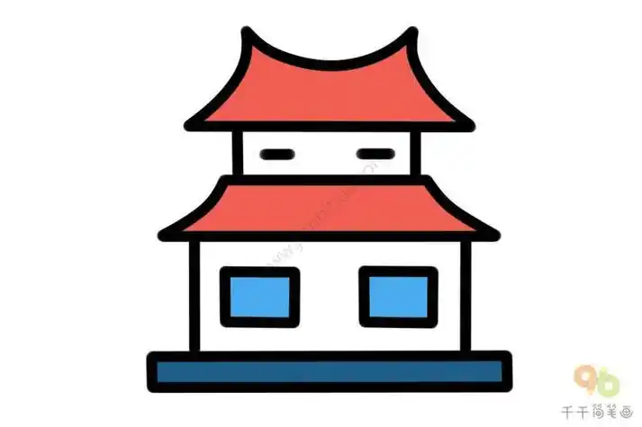 房子简笔画关键词  手绘儿童简笔画建筑楼房卡通故宫手绘中国古代房屋