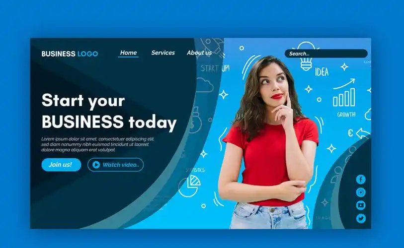 创意女子商务网站登录界面矢量图