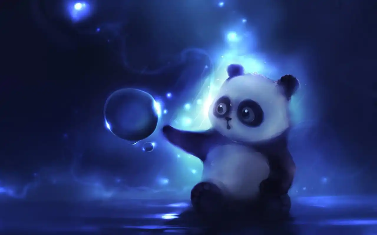 蓝色熊猫高清桌面电脑壁纸