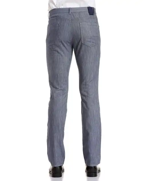 浅蓝灰色休闲简洁中腰牛仔长裤