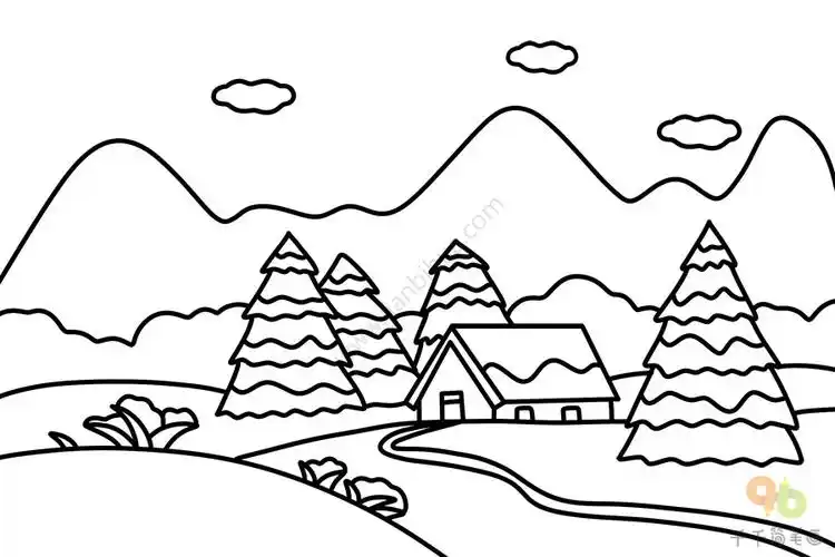 冬天雪景简笔画