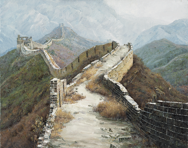 石成峰先生《雄伟长城》油画印象