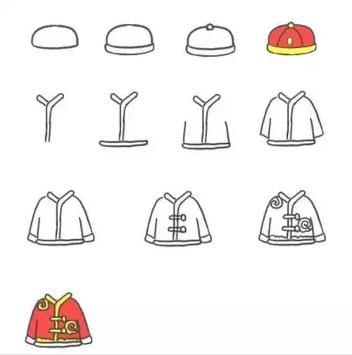 红色主题元旦简笔画素材教程