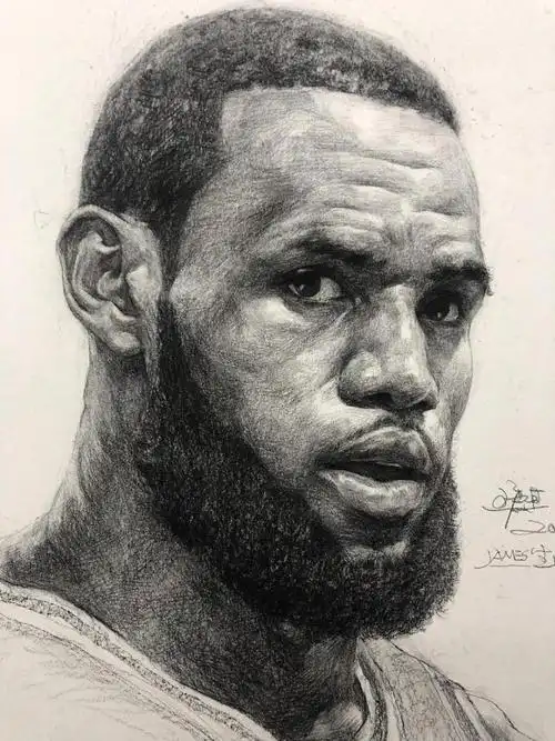 詹姆斯素描图片 詹姆斯头像手绘画法 步骤图片