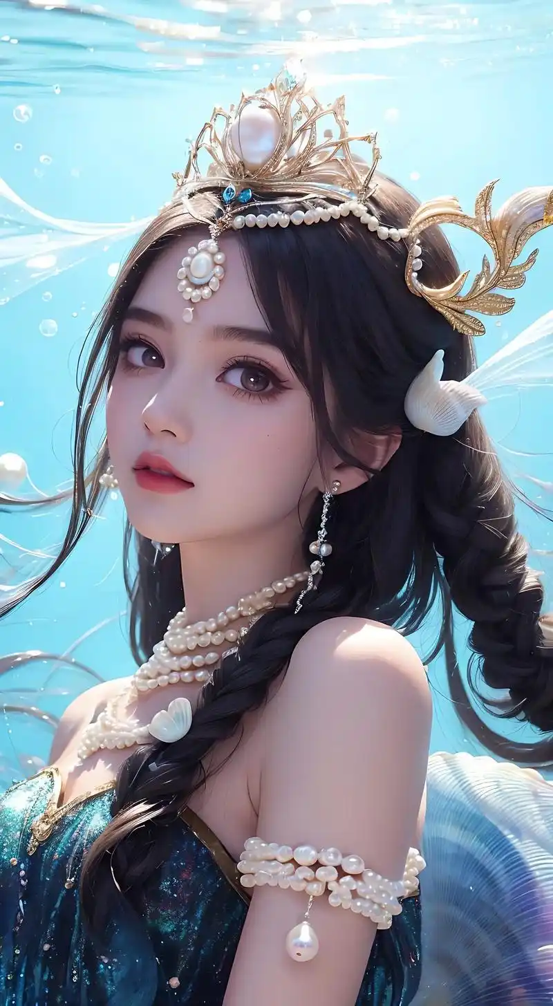 甜美可爱的人鱼公主来咯#ai绘画 #高清图片 #人鱼公主 # - 抖音