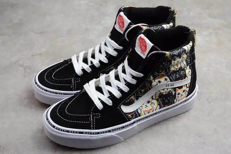 万斯vans maneki neko sk8-hi zip 招财猫印花拼接帆布鞋