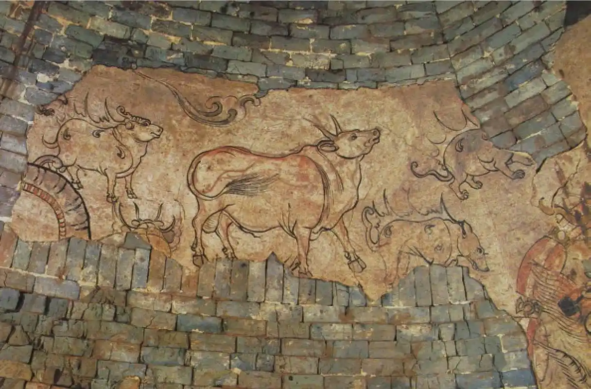 二十八宿图局部.北齐,山西太原娄睿墓墓顶壁画 #传统文化# #壁画