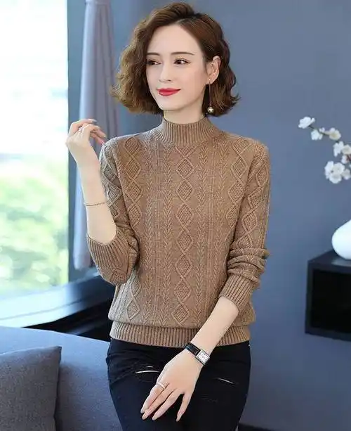 2021羊毛衫女宽松毛衣女秋冬季新款衫短款半高领女士内搭女装打底外穿