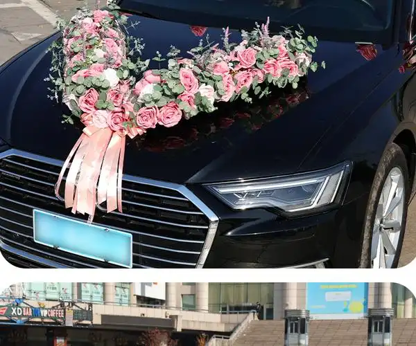 主婚车装饰 车头花大v主车花车结婚车队套装布置头车花装饰品套 2022