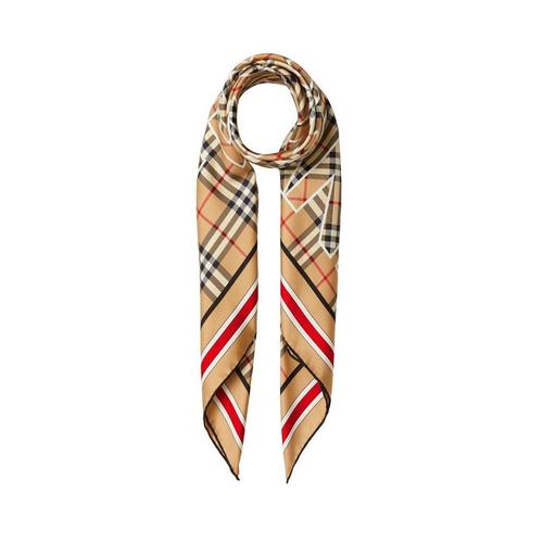 博柏利burberry|丝巾|vintage check logo print silk square scarf