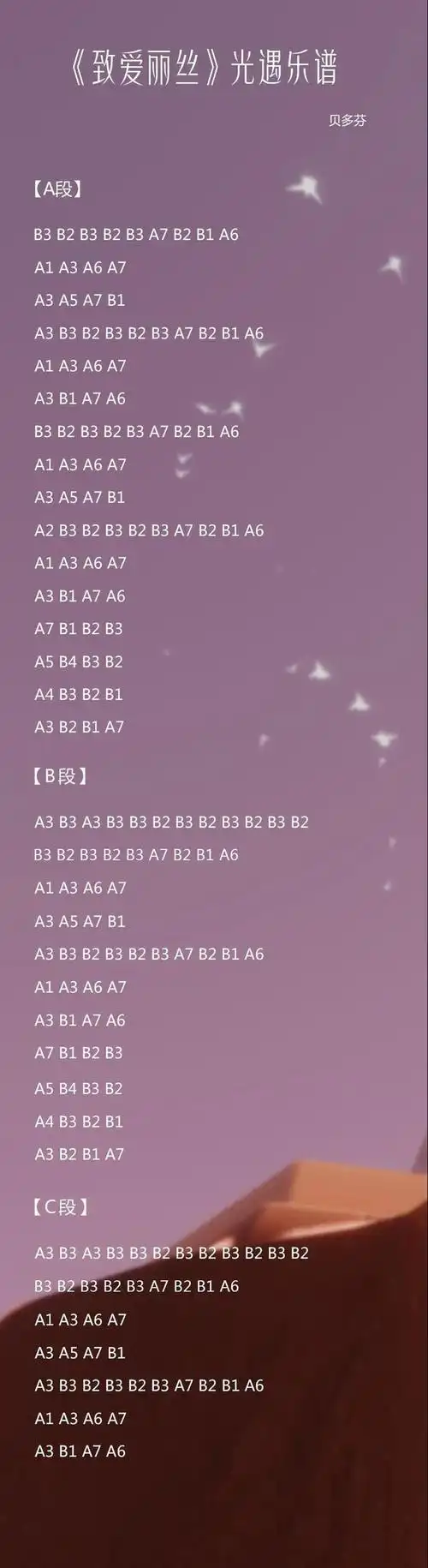 sky光遇,乐谱《致爱丽丝》