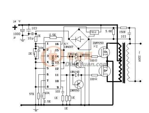 图一  使用12v的逆变器2:我想参照这个电路做个24v转成220v的逆变器