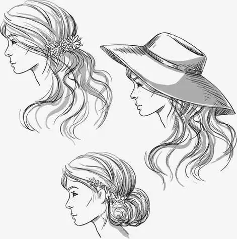 动漫女生侧面图简笔 优雅女生侧脸画法漂亮闭眼 人物头像简笔画画女生