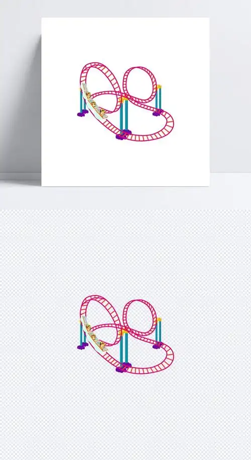 粉色过山车道海报背景卡通设计模板素材