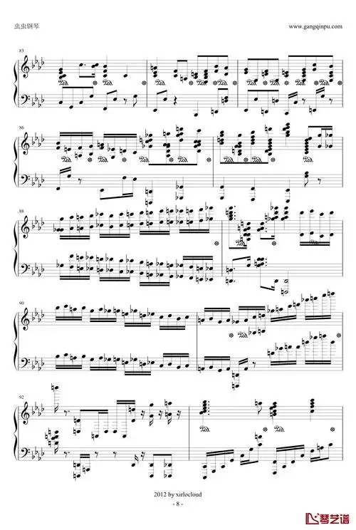 超绝技鬼火练习曲钢琴谱-李斯特vos8