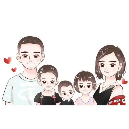 一家五口头像设计,感受温暖,努力奋斗,莫问前程