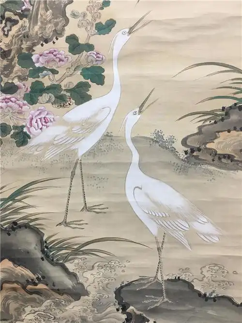 013 沈铨 双鹤图 绢本立轴