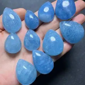 海蓝宝水滴吊坠一物一图冰种海蓝宝原石蓝色宝石水晶项链男女挂件