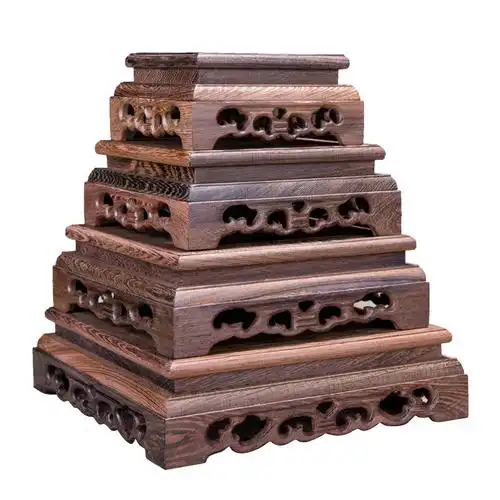 底座摆件木底方形托架佛像茶壶葫芦芦花工艺品木雕