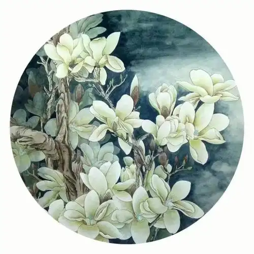 国画工笔画四尺斗方圆工笔花鸟