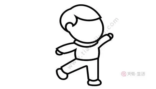 单脚站立比赛简笔画 简笔画图片大全-普车都