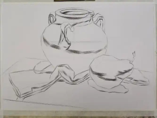 分享一张素描静物步骤图