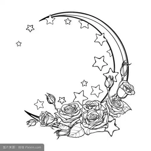 哥特风花简笔画图案