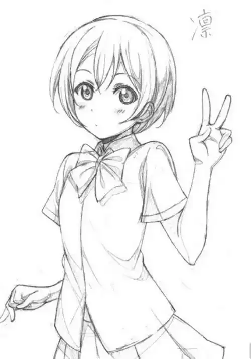 素描动漫女孩简笔画