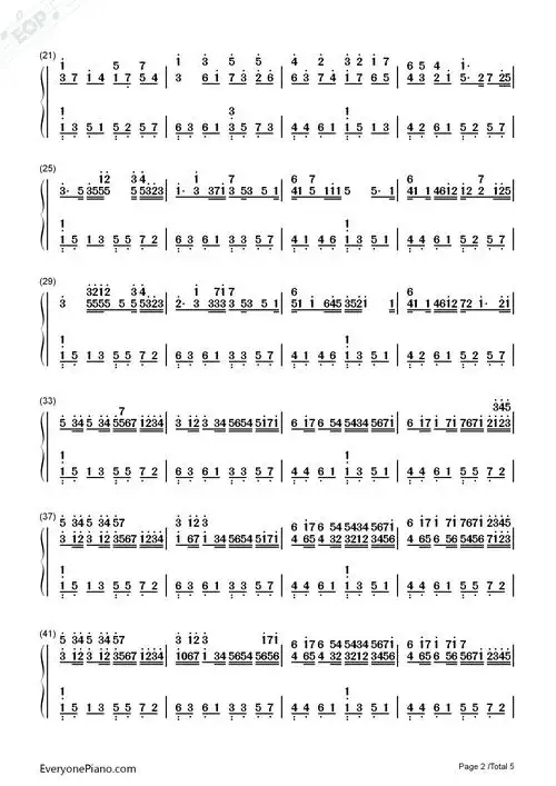 钢琴曲谱 经典 c大调卡农-带力度版 c大调卡农-带力度版双手简谱预览2