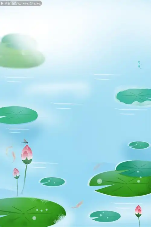 绿色荷花池塘海报背景