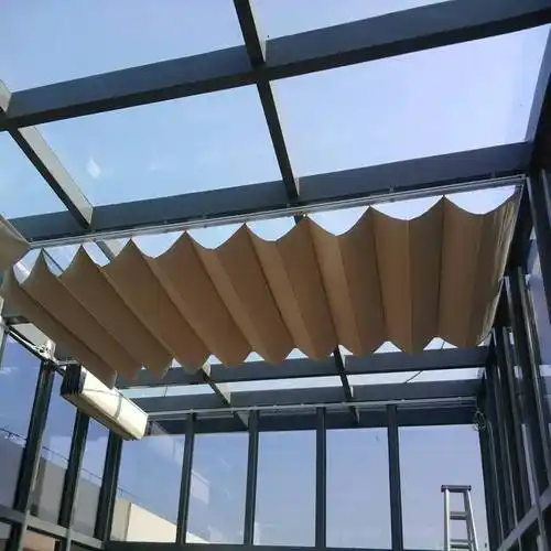阳光房遮阳帘 采光顶遮阳帘 玻璃顶遮阳帘 户外遮阳帘 游泳馆电动天幕