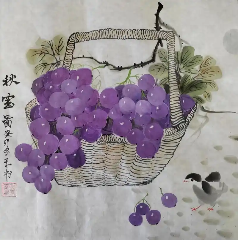 创作灵感 #国画葡萄挂霜怎么画 #作品分享 #纯手绘 - 抖音