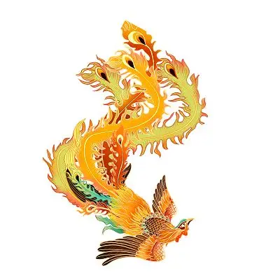 彩色手绘古风国潮风中国风凤凰装饰国潮元素png素材