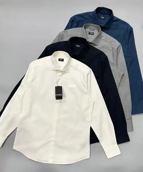 杰尼亚zegna冬装新款男士羊绒棉混纺衬衫