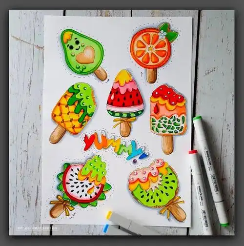 可爱的冰棍马克笔画教学步骤