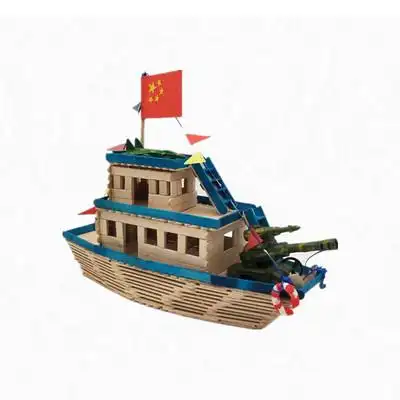 雪糕棒diy手工制作轮船材料包建筑模型学生益智玩具儿童创意木棍